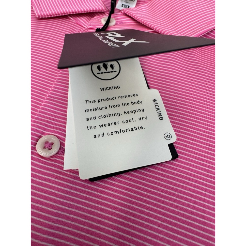 NWT RLX Ralph Lauren Pink White Striped Stretch Golf Polo Shirt Men's XL $110 - Picture 5 of 9